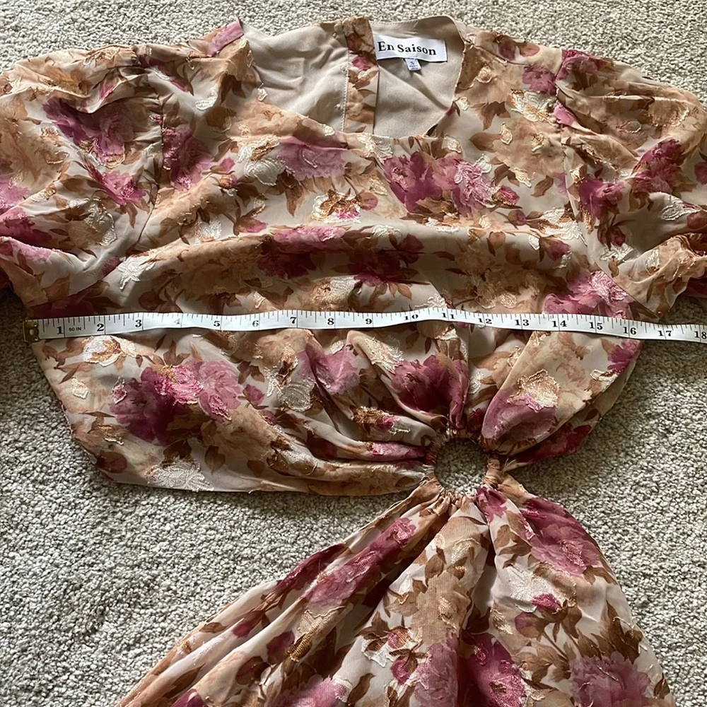 En Saison Lissandra Pink Multi Floral Cut-Out Detail Midi Dress, sz S - Picture 12 of 16